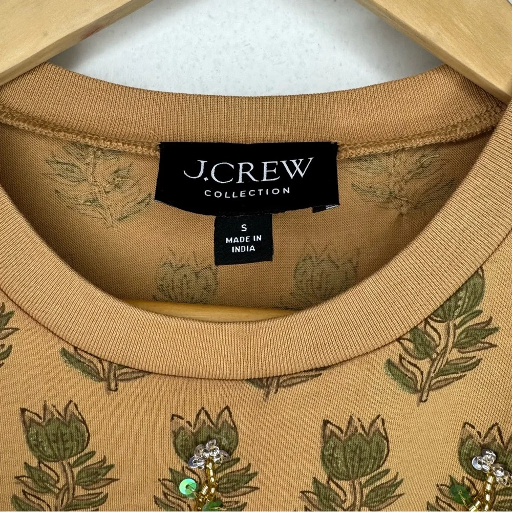 J Crew Collection embellished tonal tulip block print Jersey Top Women’s Small - Picture 4 of 8